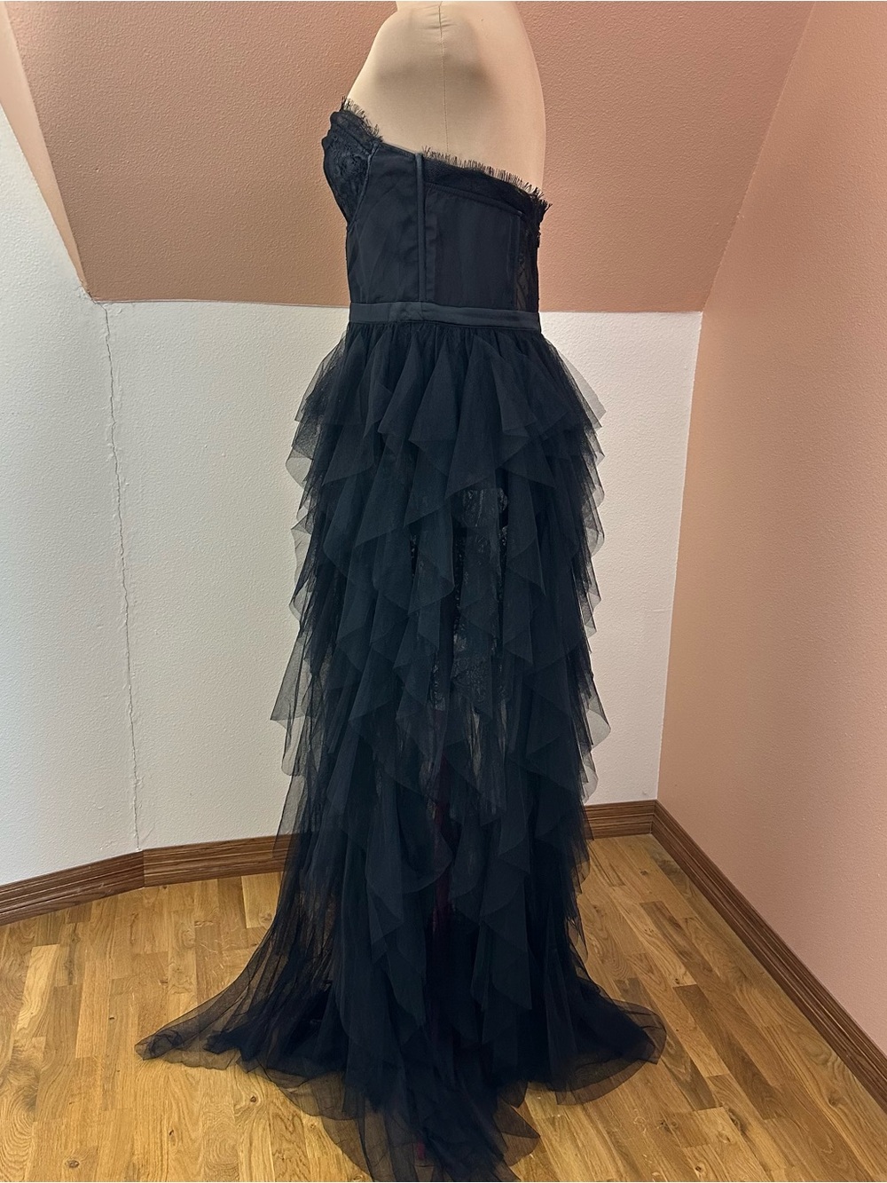Nova Luxe Anastasia Tulle Maxi Dress 1X Black Corset Gothic Halloween Gown - Picture 5 of 16